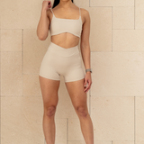 Wrap Booty Short 4" - Oatmilk
