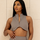 Sculpt Zip Crop - Tarmac