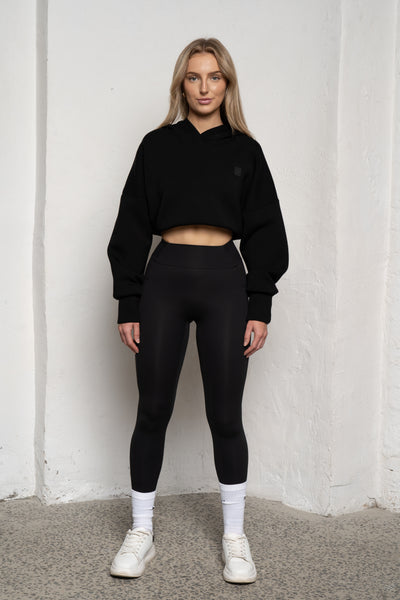 Modal Cropped Hoodie - Carbon
