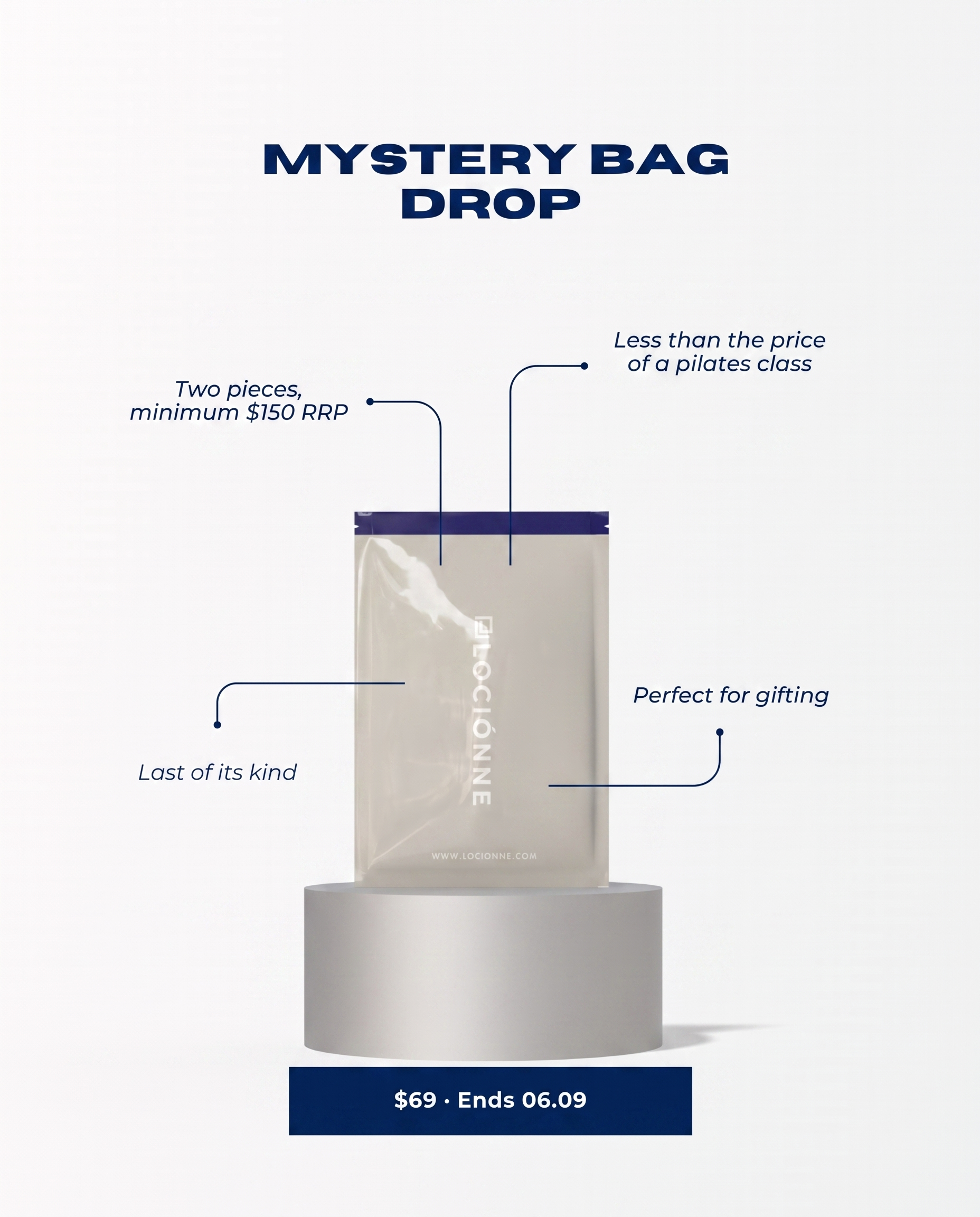 Mystery Bag drop, two pieces minimum $150 RRP, $69, ends 6 September