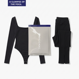 A glimpse of the pool: Villain Bodysuit and Villain Pant beside the mystery bag mailer. Contents vary.